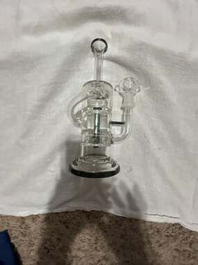 Clear Glass Percolator  Water Piece with Green Accents